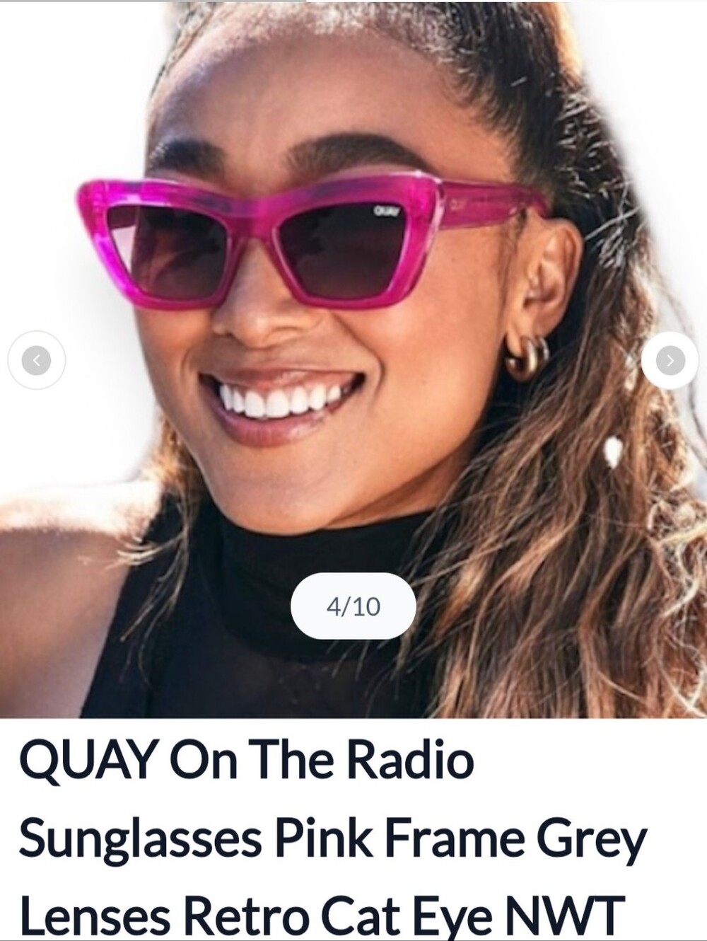Quay Australia On The Radi Hot Pink Cat-Eye Sunglasses with Gradient Gray Lenses